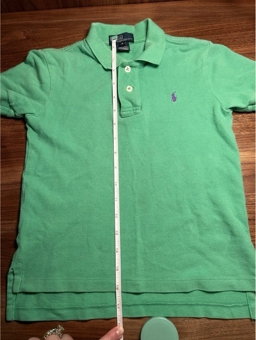 Ralph Lauren Vintage Silver/Blue Label Light Green Polo Purple Horse Boys Size 6